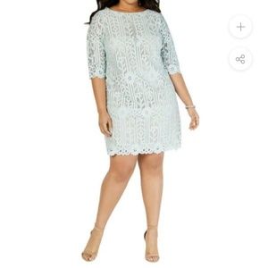 Jessica Howard Aqua Lace Shift Dress 3/4 Sleeve Sz 22 Plus